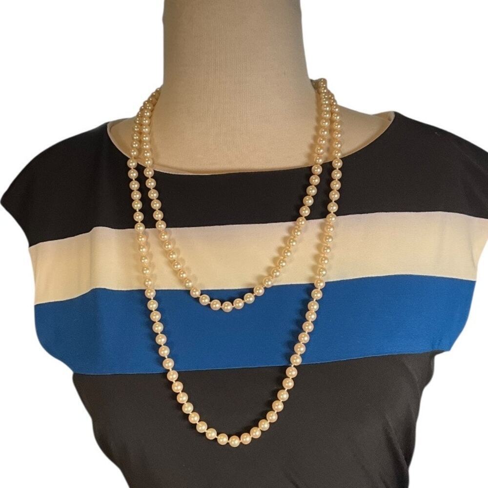 Vintage Long Faux Pearl Necklace Opera Classic Beaded Timeless Costume Jewelry